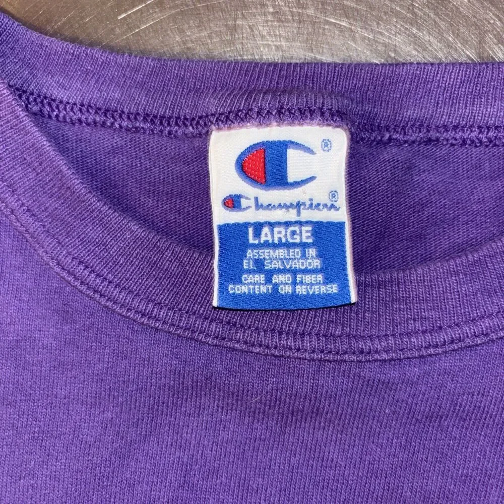 VTG 90s Champion Eastern Illinois University EIU Tee Large Purple‎ Black White - Picture 5 of 9